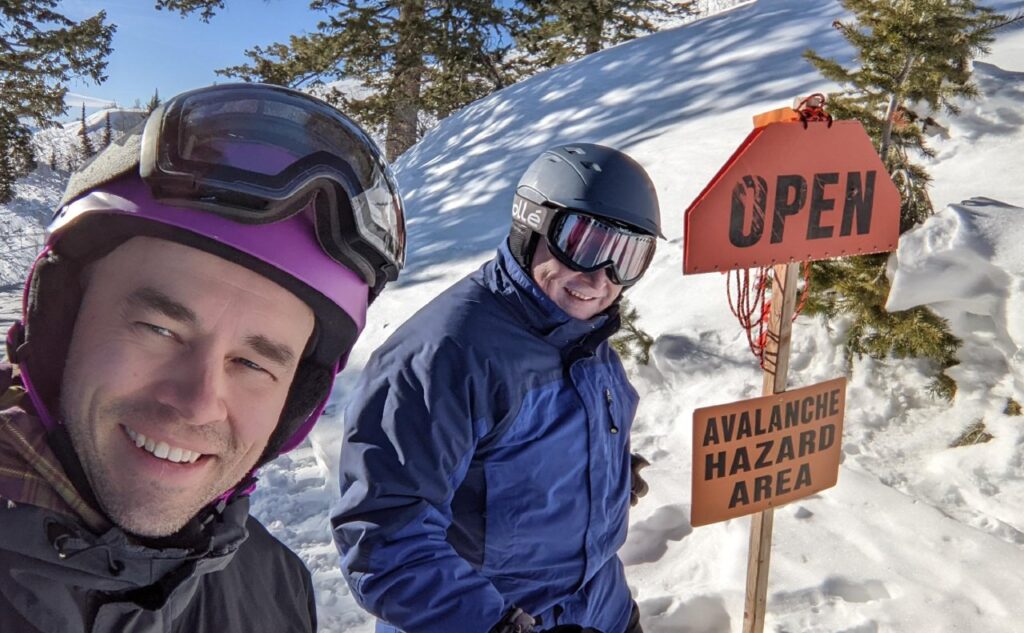 Demian Perry and Todd Egaas, skiing at Deer Valley